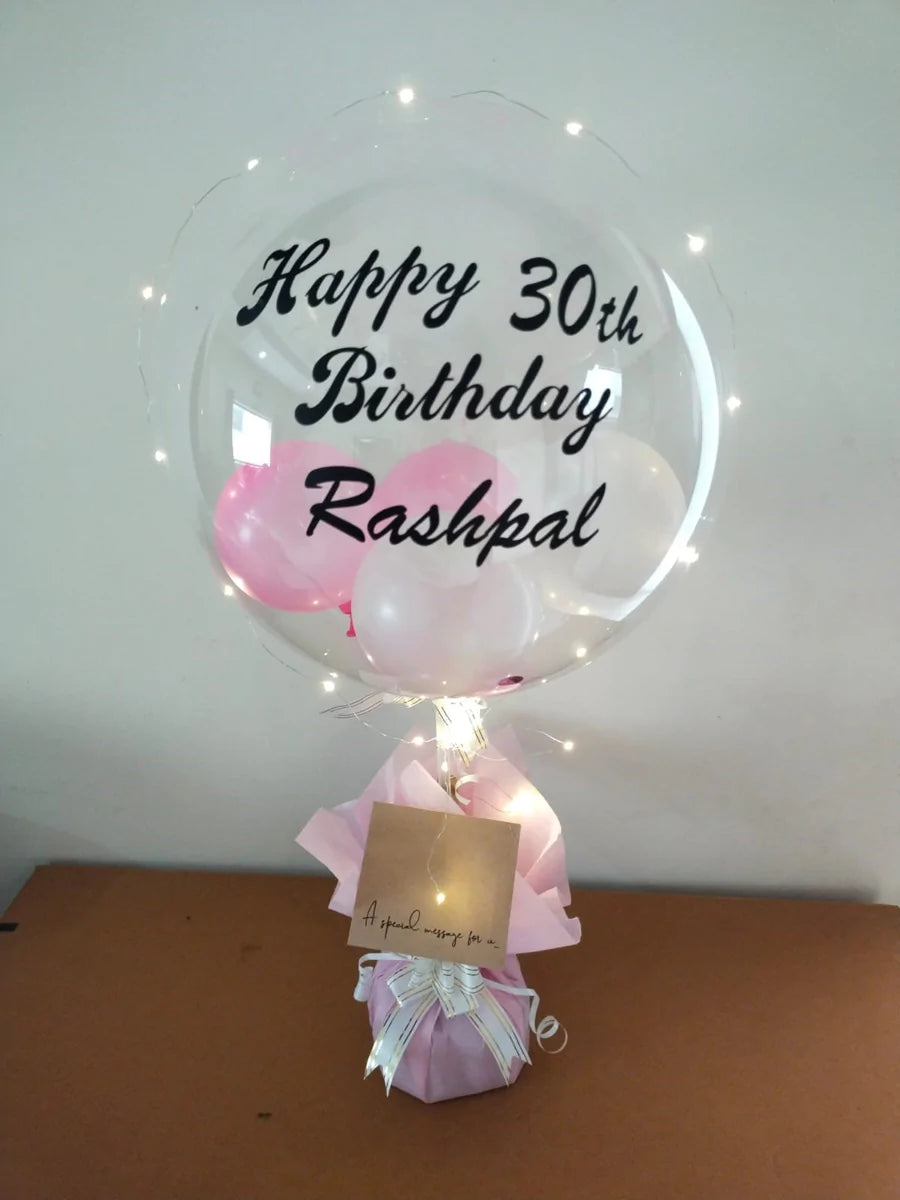 Balloons inside balloon Happy birthday text Same day delivery free -  Indiaflorist247