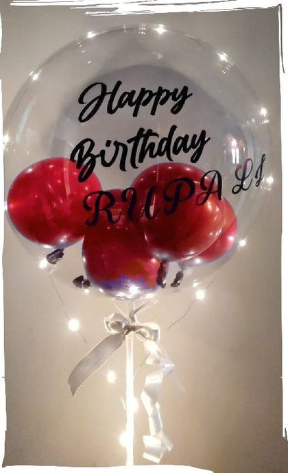 Happy birthday Surprise print text on balloons Same day delivery I-AFBO