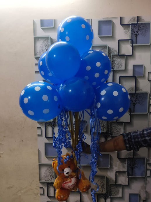 Happy birthday balloons in Blue with 6 inches Teddy bear C-TBB