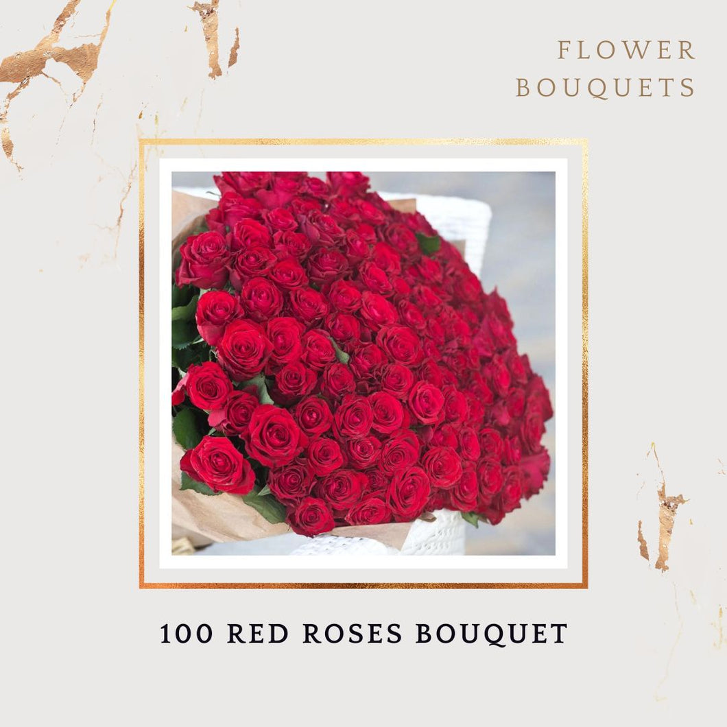 100 Red Roses Flower Bouquet for valentine's day I-FBO