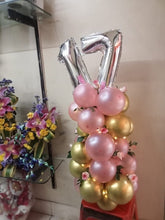 Load image into Gallery viewer, 17th Birthday Balloon or Anniversary Balloons - Customise Number balloon Bouquet - Pink, Gold and Silver
