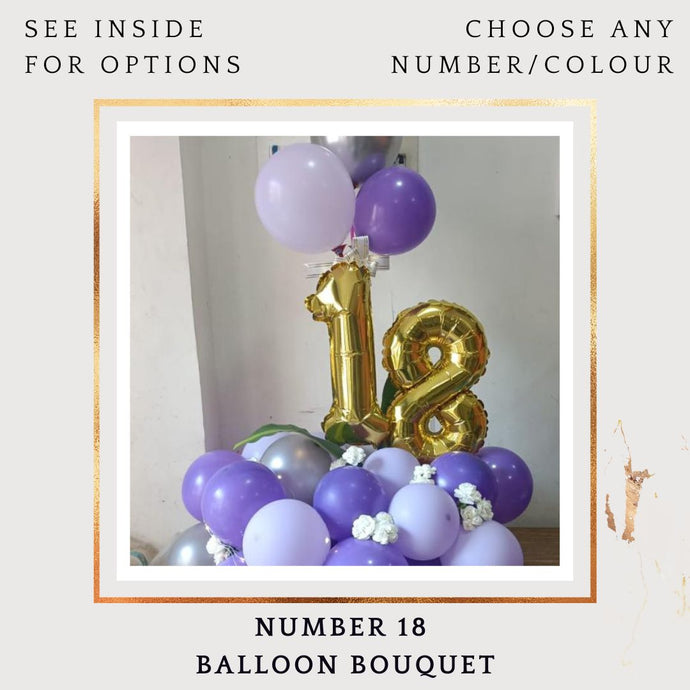 18th Birthday Balloon or Anniversary Balloons - Customise Number balloon Bouquet I-AFBO