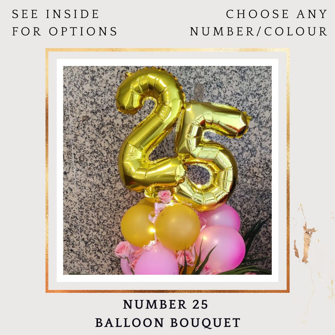 25th Birthday Balloon or Anniversary Balloons - Customise Number balloon Bouquet I-AFBO