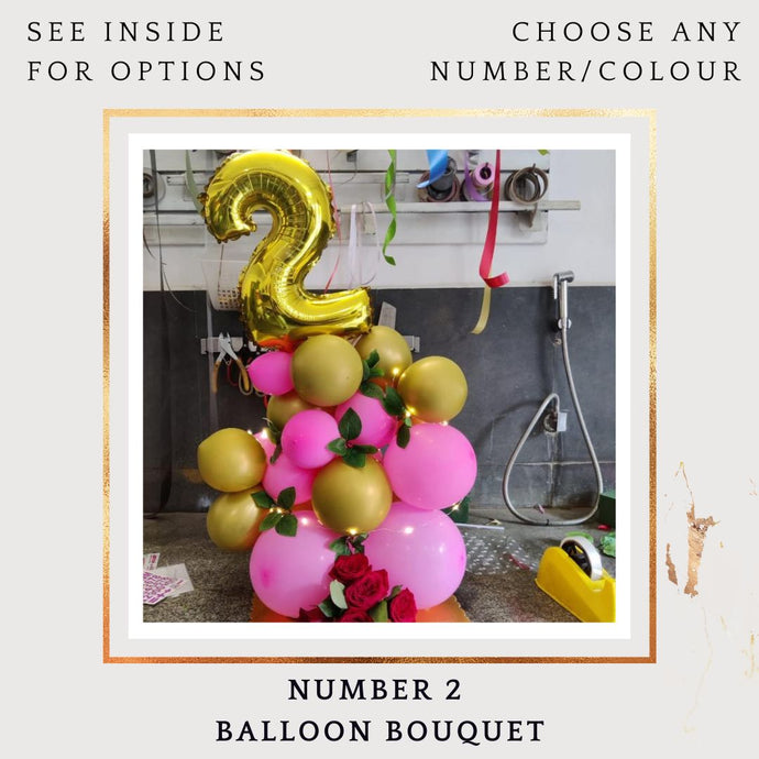 2nd Birthday Balloon or Anniversary Balloons - Customise Number balloon Bouquet I-AFBO