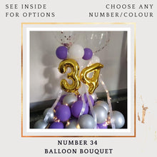 Load image into Gallery viewer, 34th Birthday Balloon or Anniversary Balloons - Customise Number balloon Bouquet I-AFBO

