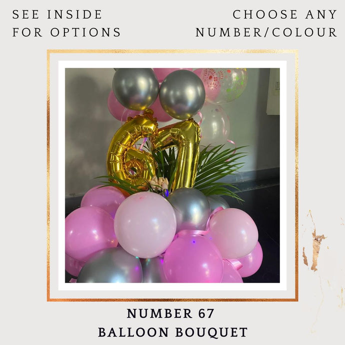 67th Birthday balloon or Anniversary Balloons - Customise Number balloon Bouquet I-AFBO
