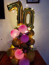 Load image into Gallery viewer, 70th Birthday Balloon or Anniversary Balloons - Customise Number balloon Bouquet I-AFBO

