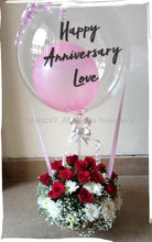 Load image into Gallery viewer, Air filled balloons - Personalised - Happy Anniversary Pink, White and Red Balloon Bouquet with printed text C-BFST
