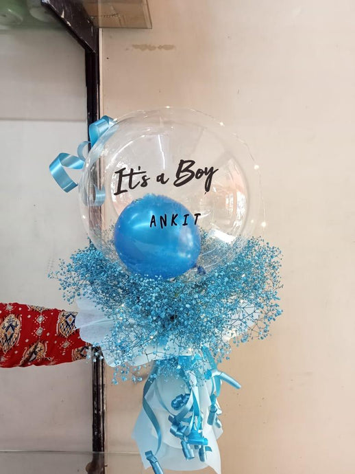 Blue Balloon with Text Best gift for new born baby same day delivery C-BFST