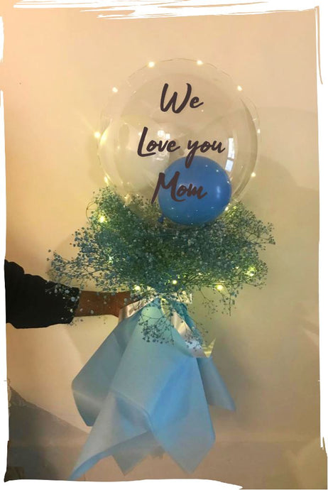 Balloon Bouquet - Blue Balloon - Same Day Delivery - Personalised Text C-BFST
