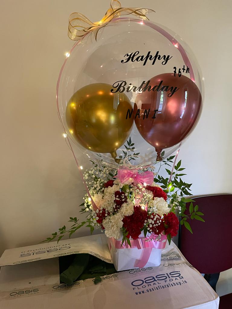 Balloon Bouquet - Print Any Text - Shades of Pink, Rose Gold and Red Chrome C-BFST