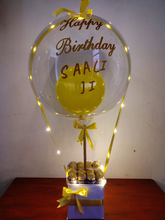 Load image into Gallery viewer, Balloon with Happy Birthday printed message text on Transparent balloon with Chocolates
