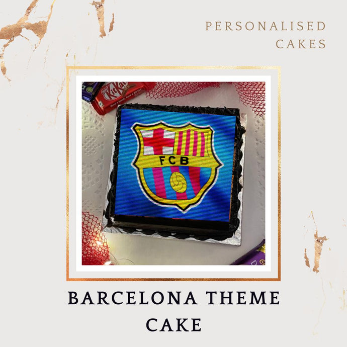 Barcelona Theme Photo Cake - Choose Flavour - Choose Topper - Upload Any Other Club Photo
