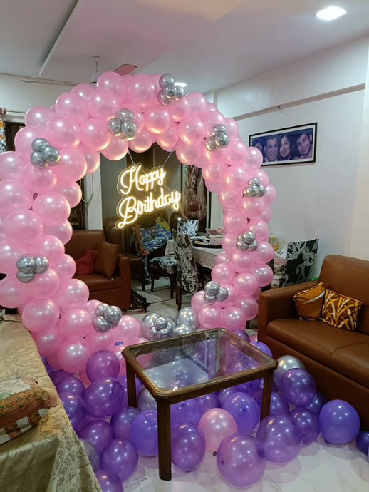 Birthday Balloon Decoration - Pink and Purple Indiaflorist247