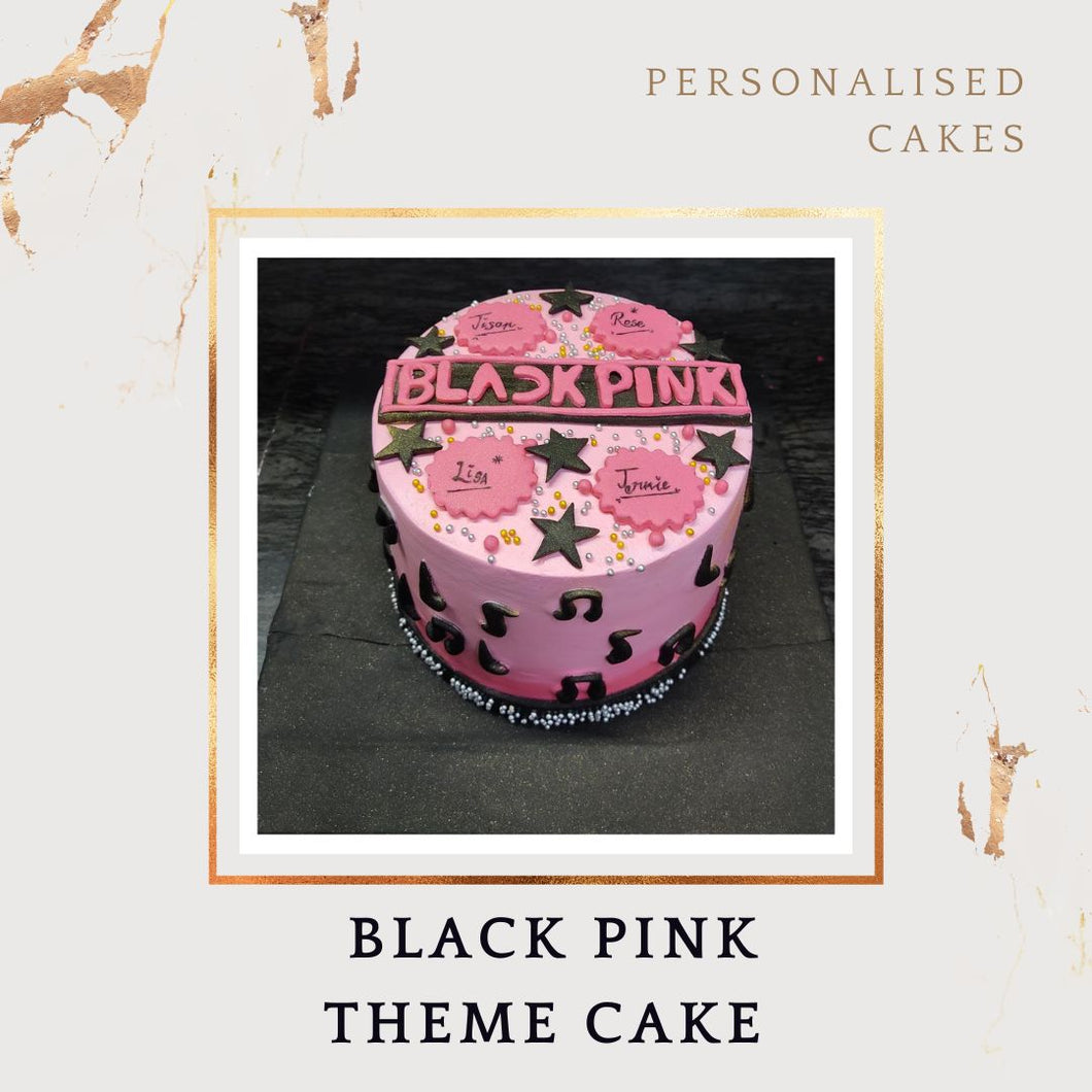 Black Pink Theme Design - Customised Cake - Choose Flavour - Choose Topper I-CO