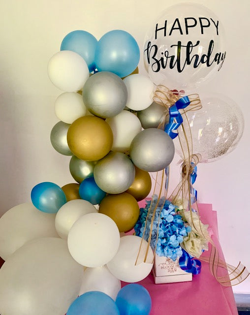 Blue Balloon Bouquet delivered same day happy Birthday I-AFBO