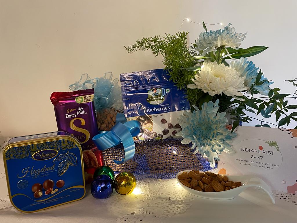 Order online Gifts for Him - Blue Like the Ocean - Gift Hamper - Same Day Delivery - Chocolates & Dry Fruits C-GBF