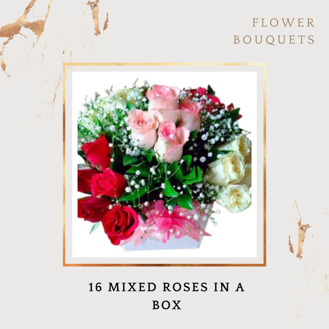 Box flower bouquet with 16 roses best Gift for birthday I-FBO