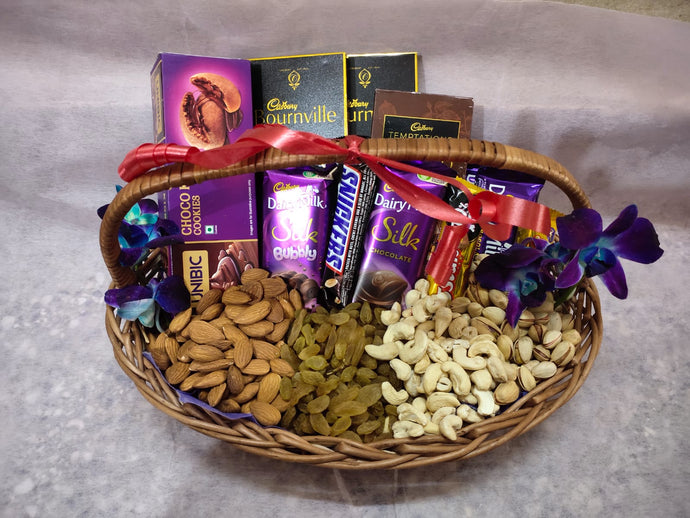 Dry Fruits and Chocolate Gift Hamper for Diwali - Same day gift hampers - Personal or Corporate Gifting C-GBF