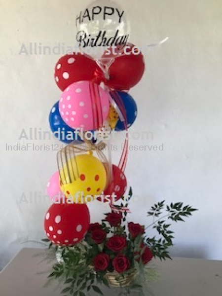 Clear balloons personalised Birthday balloons arrangement C-BFCHST