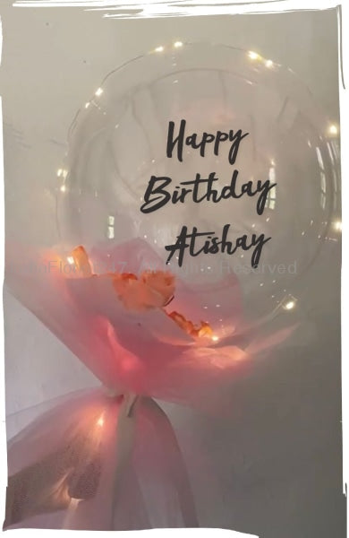 Colour me Pink - Personalised birthday bobo balloon - petals light printed text - add your message - same day delivery C-BFST