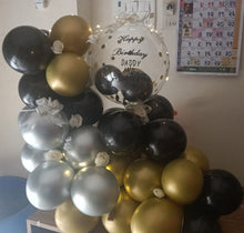 Load image into Gallery viewer, Customised balloons for birthday Balloon bunch decoration balloon text print gold white black balloons I-AFBO
