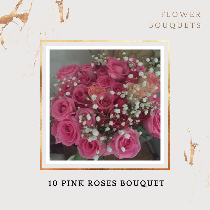 Deliver Buy and send Pink Roses online flower bouquet with baby's breath I-FBO