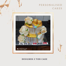 Load image into Gallery viewer, Designer White &amp; Gold Theme Design - Customised Cake - Choose Flavour - Choose Topper I-CO
