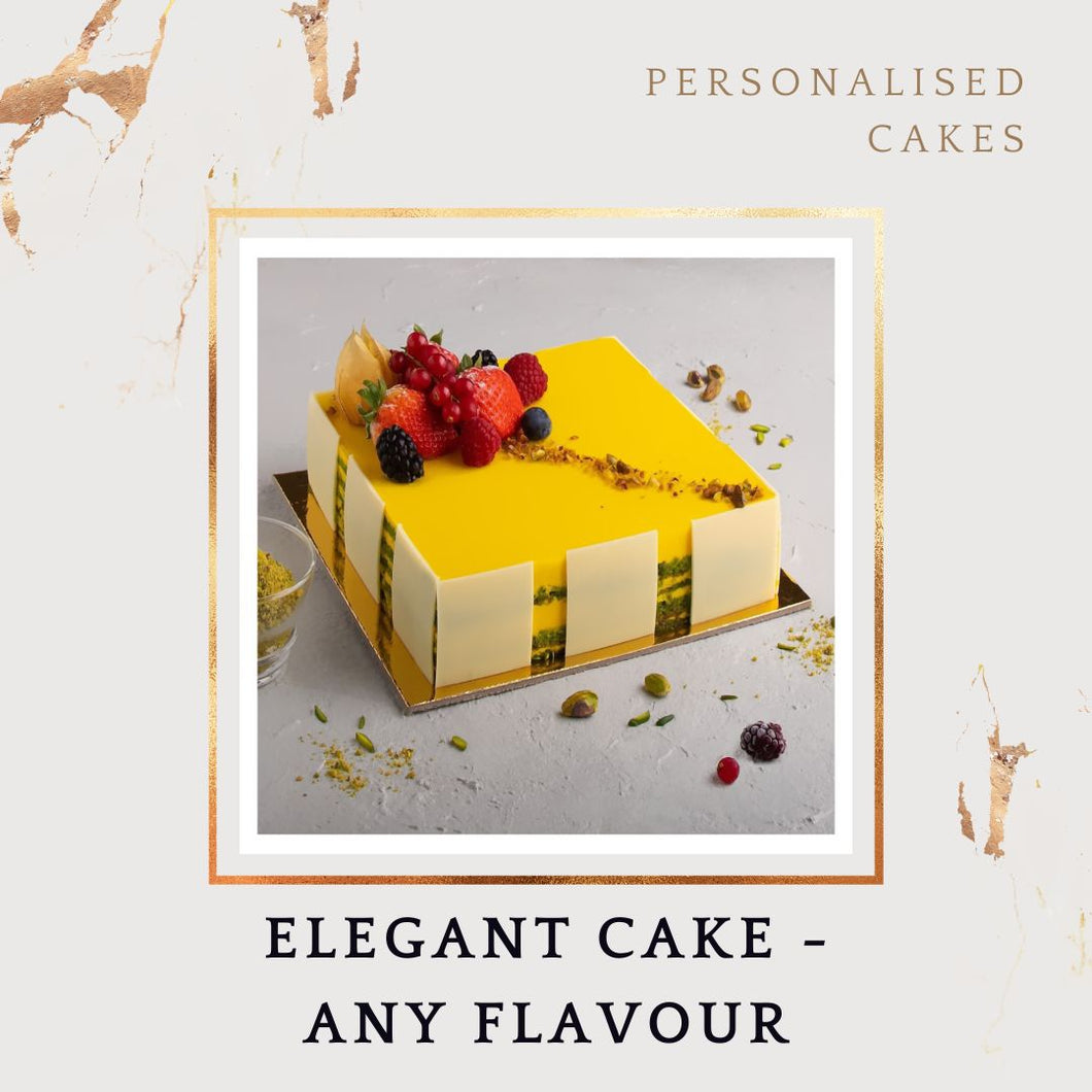 Elegant White & Yellow Designer Cake - Choose Flavour - Choose Topper I-CO