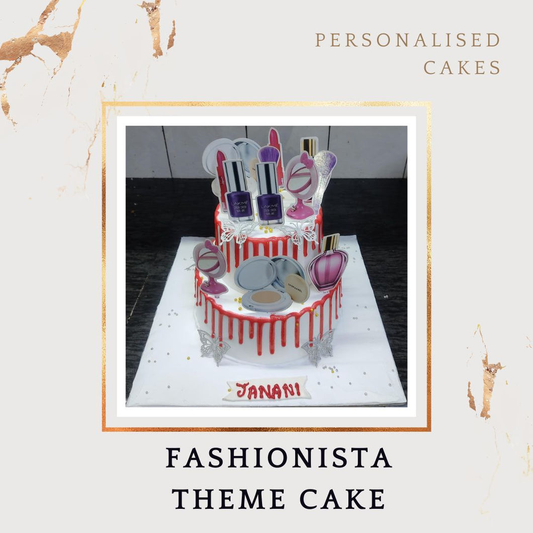 Fashionista Theme Design - Customised Cake - Choose Flavour - Choose Topper I-CO