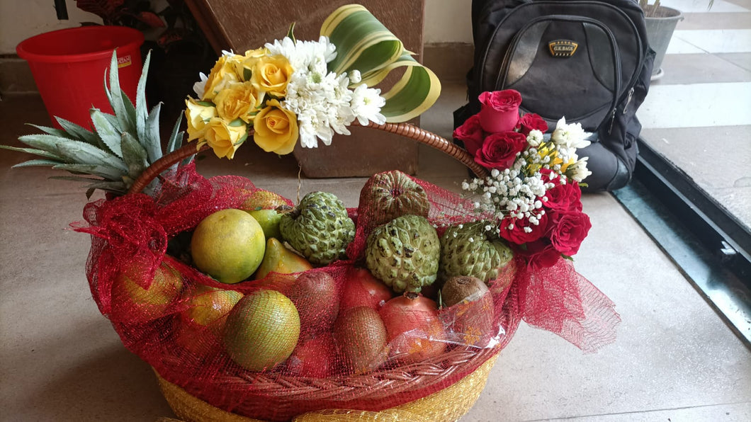 Gift Hamper - Same Day Delivery - Flower and Fruit Basket C-GBF
