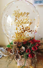 Load image into Gallery viewer, Gold birthday balloons ADD YOUR TEXT ON Hot Air Birthday Balloons Same day delivery for Birthday print C-BFST
