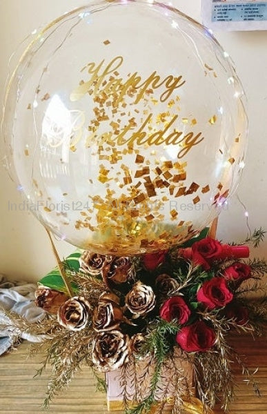 Gold birthday balloons ADD YOUR TEXT ON Hot Air Birthday Balloons Same day delivery for Birthday print C-BFST