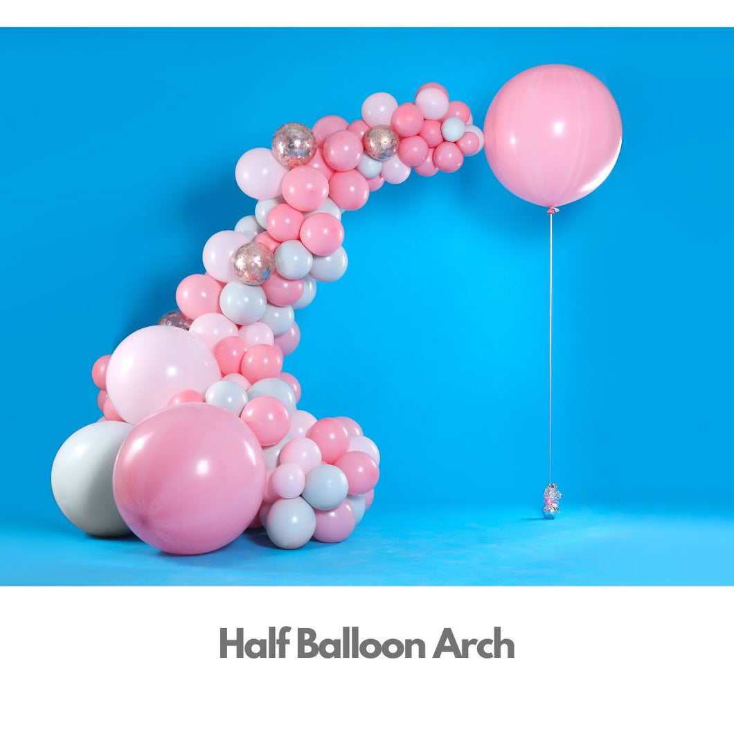 Pink and White half balloon arch