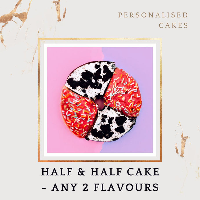 Half and Half - 2 Flavours Eggless Cake for Birthday - Choose Flavour - Choose Topper - Eggless Cake I-CO