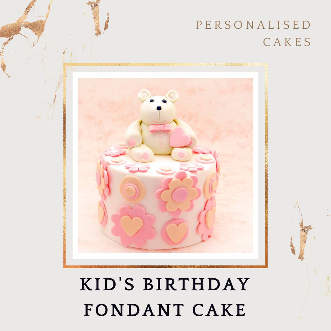 Pink Teddy Cake - Kid's Birthday Theme Customised Cake - Choose Flavour - Choose Topper