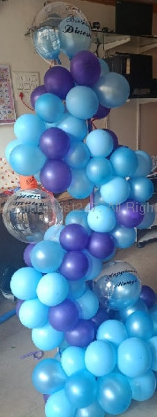 Large size Blue balloons bouquet with transparent balloons with your text for Birthday-SEE VIDEO INSIDE I-AFBO