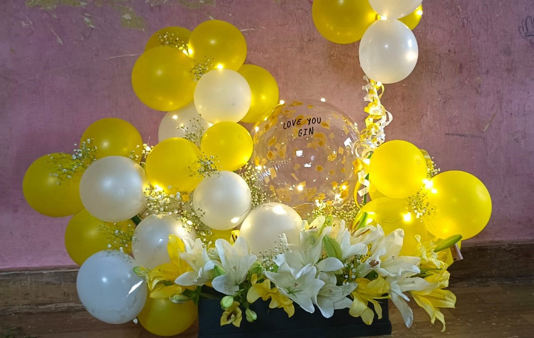 Large Balloon Bouquet or Decoration with Premium Flowers Same day delivery for Birthday Anniversary