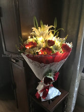 Load image into Gallery viewer, Flowers bouquet with Led string lights Same day delivery in India
