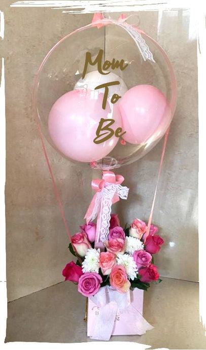 Mom To Be balloon Bouquet with Printed message text on balloons Same day delivery In India C-BFST