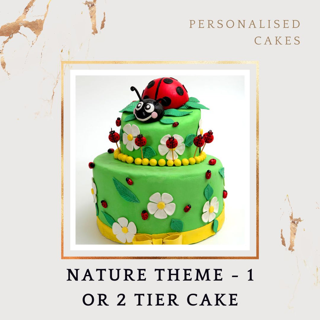 Nature/Beatle Theme Birthday Cake - Choose Flavour - Choose Topper