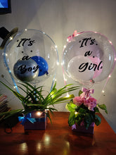 Load image into Gallery viewer, Online Gifts for Twins - New Born - Blue or Pink - Print any Text - 2 Personalised Balloon Bouquets C-BFST
