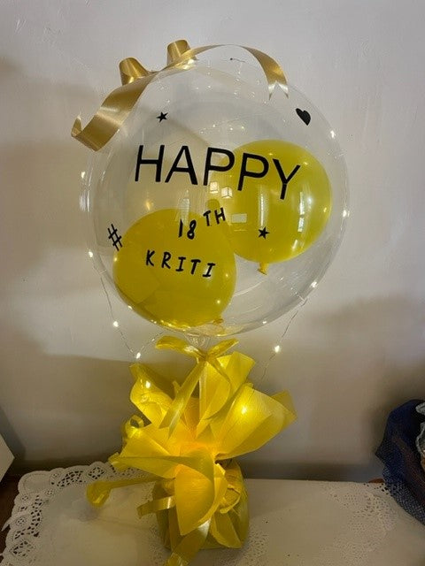 Illuminated Balloon Gift Online - Birthday Balloons inside Bobo balloon - customise text and colours - Same Day Delivery across India C-BST