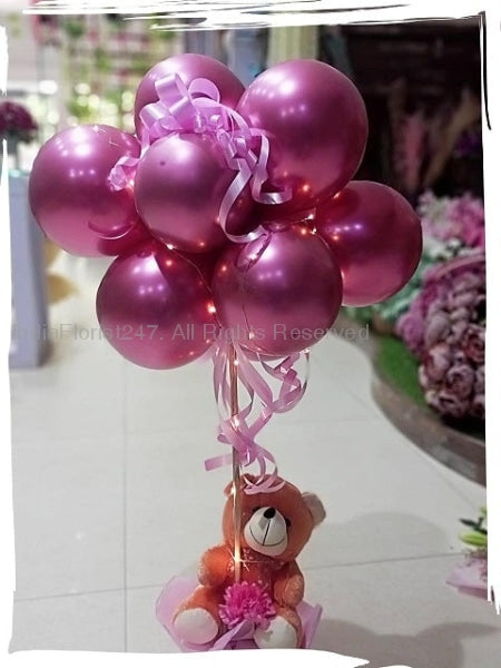 Order online 6 to 8 inches Teddy Bear and balloons home delivery for birthday C-TBB
