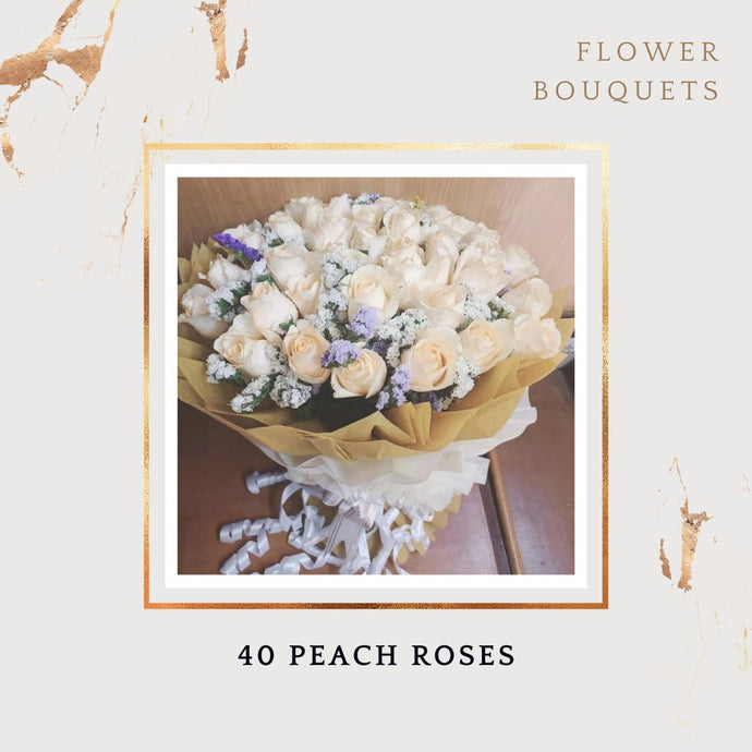 Peach Roses Elegant flower bouquet delivery same day Fast delivered I-FBO