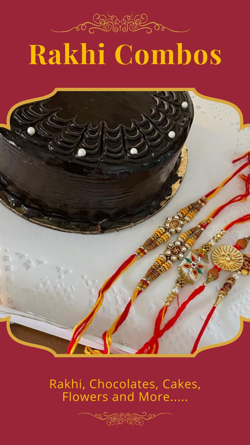 Rakhi Gift - Flowers, Chocolates & Cake Combo - Choose any flavour Indiaflorist247