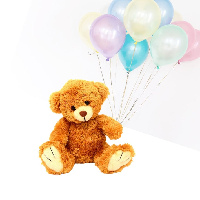 Teddy Bear of about 12 inches with Air Filled Balloons on Sticks C-TBB