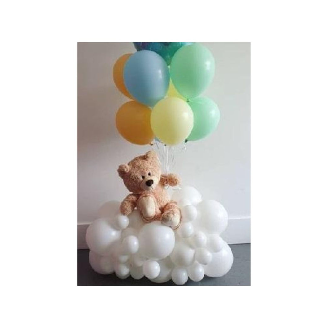 Teddy & Balloons - Teddy 12 inches & Balloons for new born Gifts to India same day delivery C-TBB