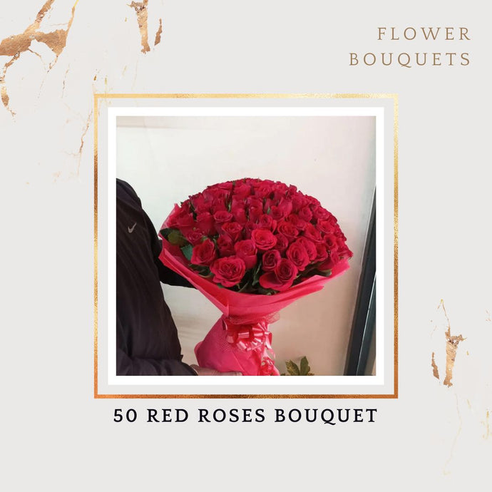 Send red roses flower bouquet for same day delivery 50 ROSES I-FBO