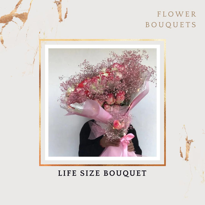 Large life size birthday bouquet of flowers in pastel shades 80 flowers in 3 to 4 feet I-FBO